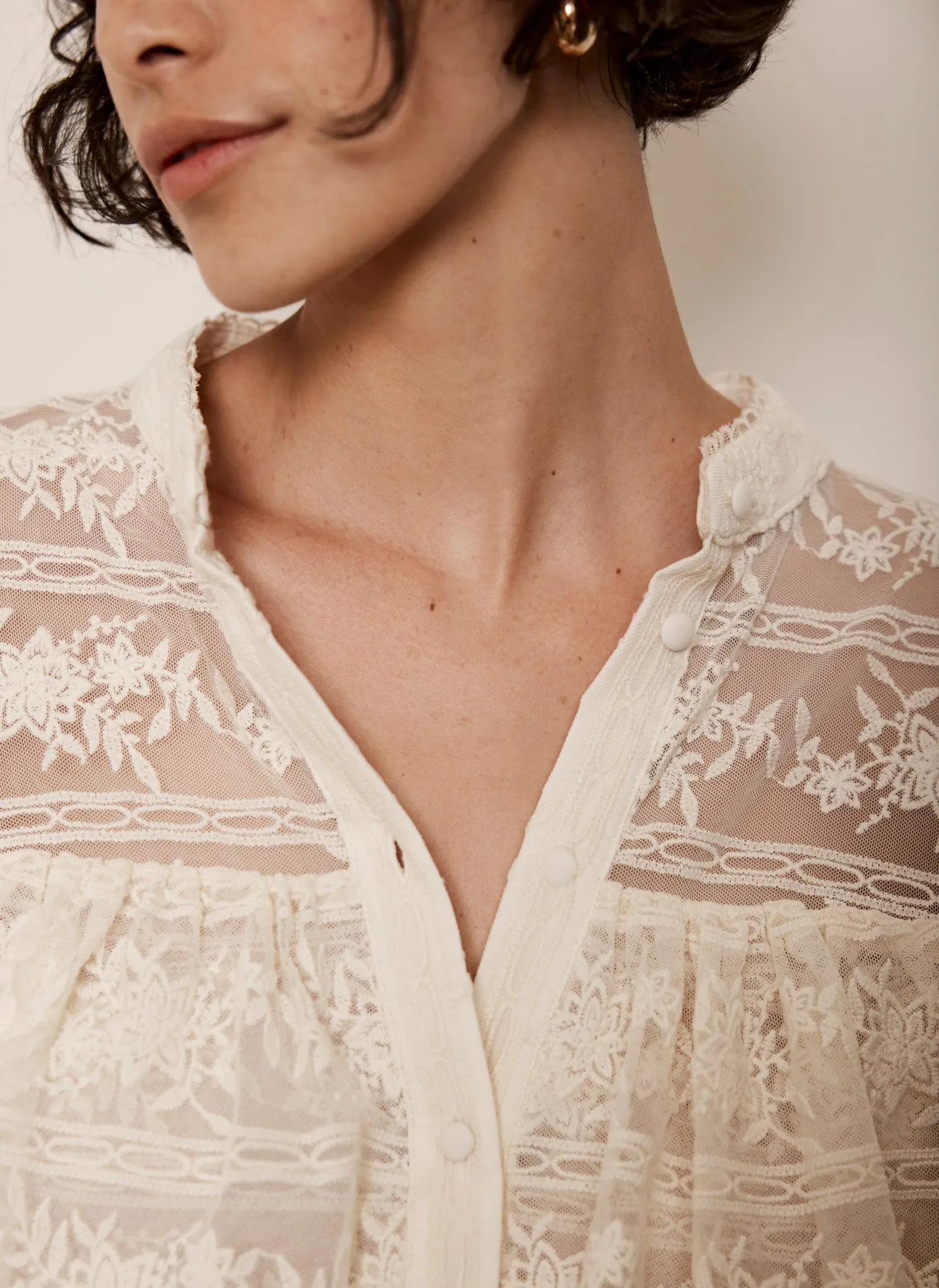 Cream Lace Ruffle Top sold by Mint Velvet product image thumbnail 4