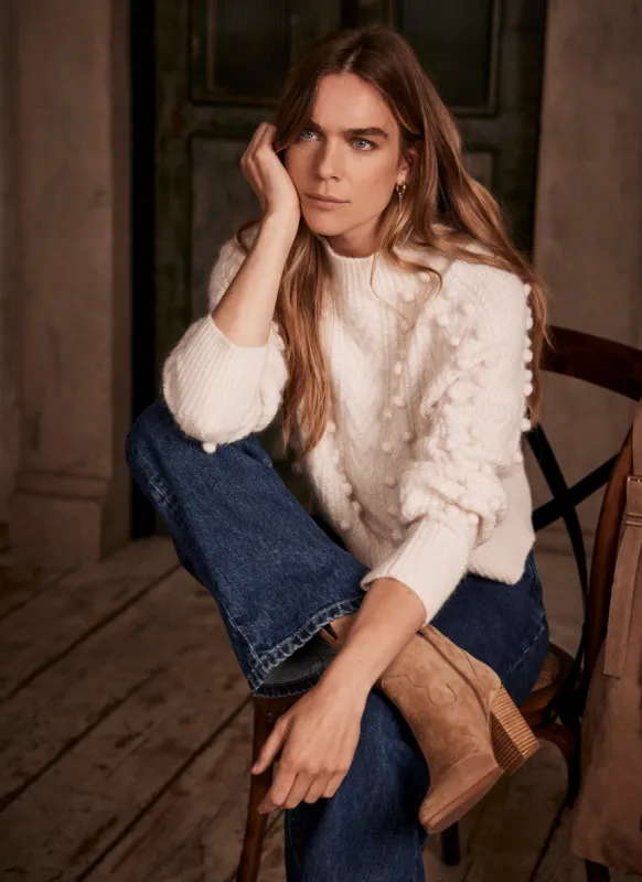 Cream Wool Blend Cable Jumper sold by Mint Velvet