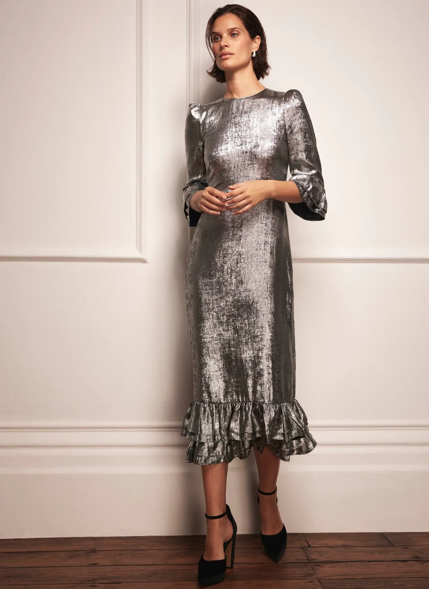 Silver Metallic Midi Dress sold by Mint Velvet product image thumbnail 2
