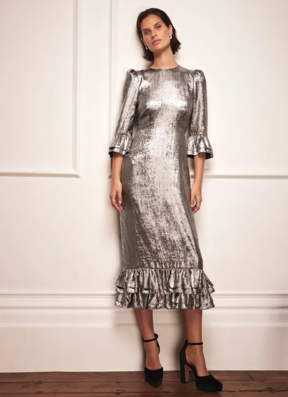 Silver Metallic Midi Dress sold by Mint Velvet
