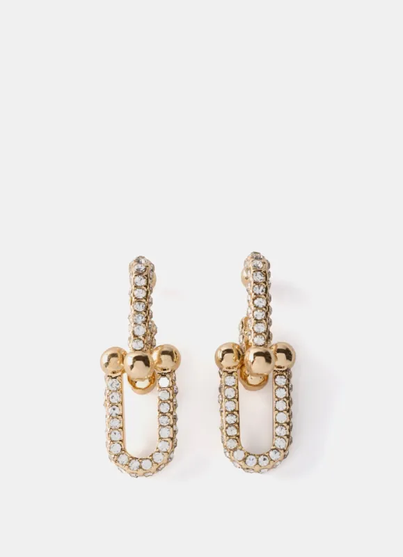 Gold Tone Crystal Link Earrings sold by Mint Velvet