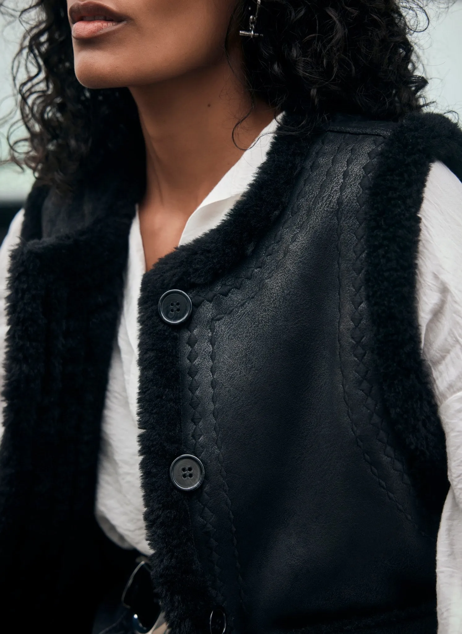 Black Reversible Borg Gilet sold by Mint Velvet product image thumbnail 3