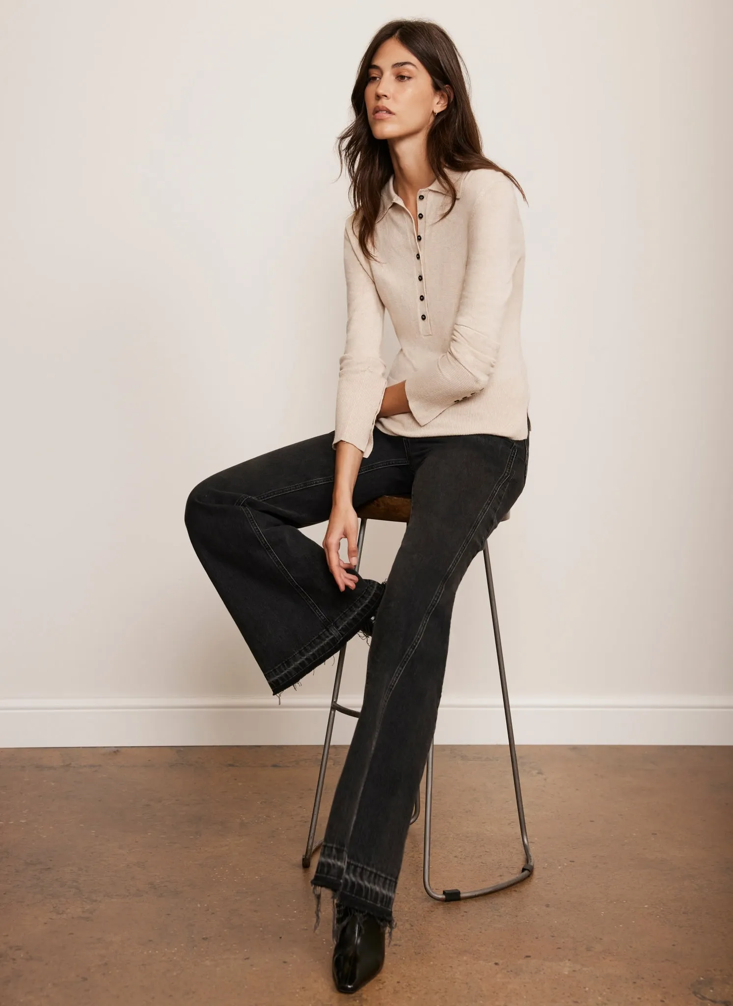 Neutral Cotton Blend Polo Knit Top sold by Mint Velvet product image thumbnail 4