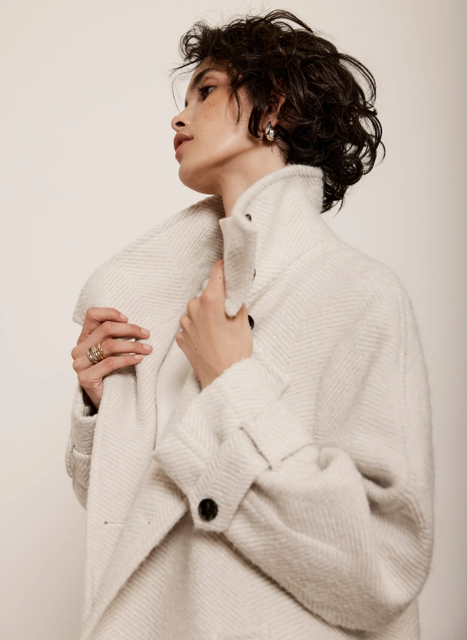 Cream Textured Funnel Coat sold by Mint Velvet product image thumbnail 3