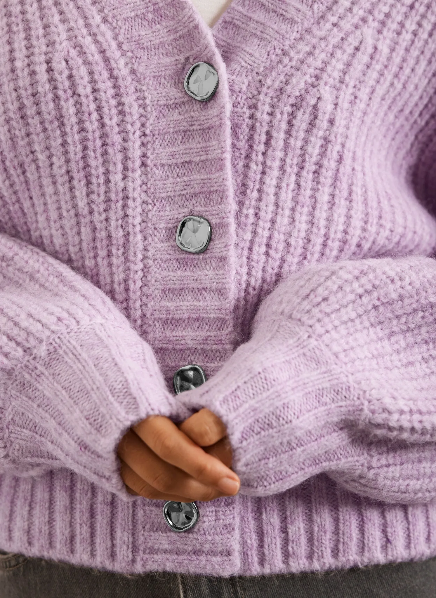 Lilac Balloon Sleeve Cardigan sold by Mint Velvet product image thumbnail 3