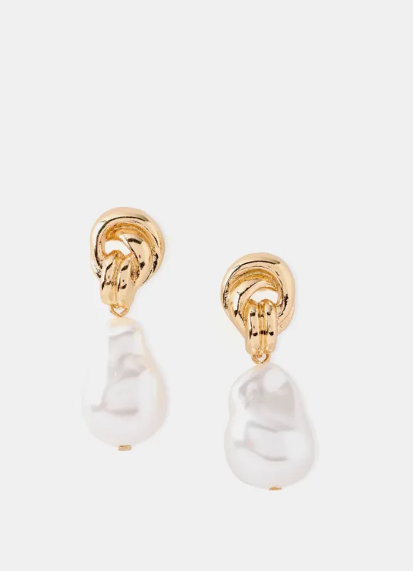 Gold Tone Pearl Drop Earrings sold by Mint Velvet