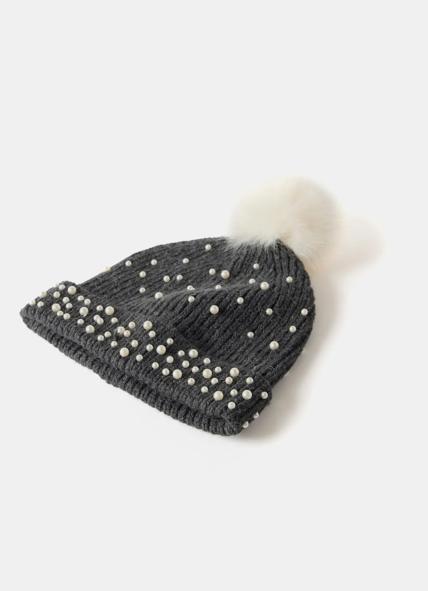 Grey Pearl Knitted Pom Hat sold by Mint Velvet product image thumbnail 5