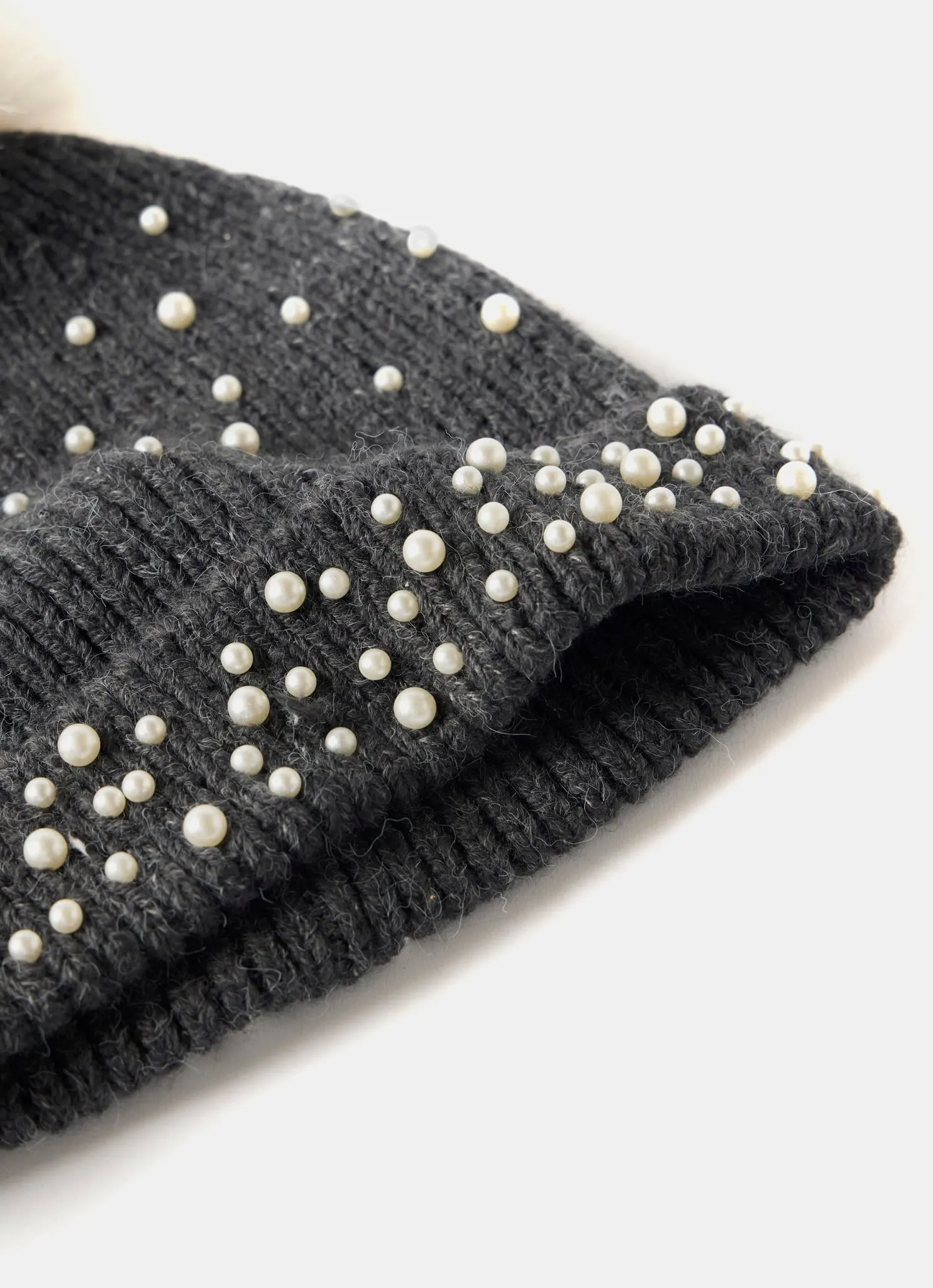 Grey Pearl Knitted Pom Hat sold by Mint Velvet product image thumbnail 3
