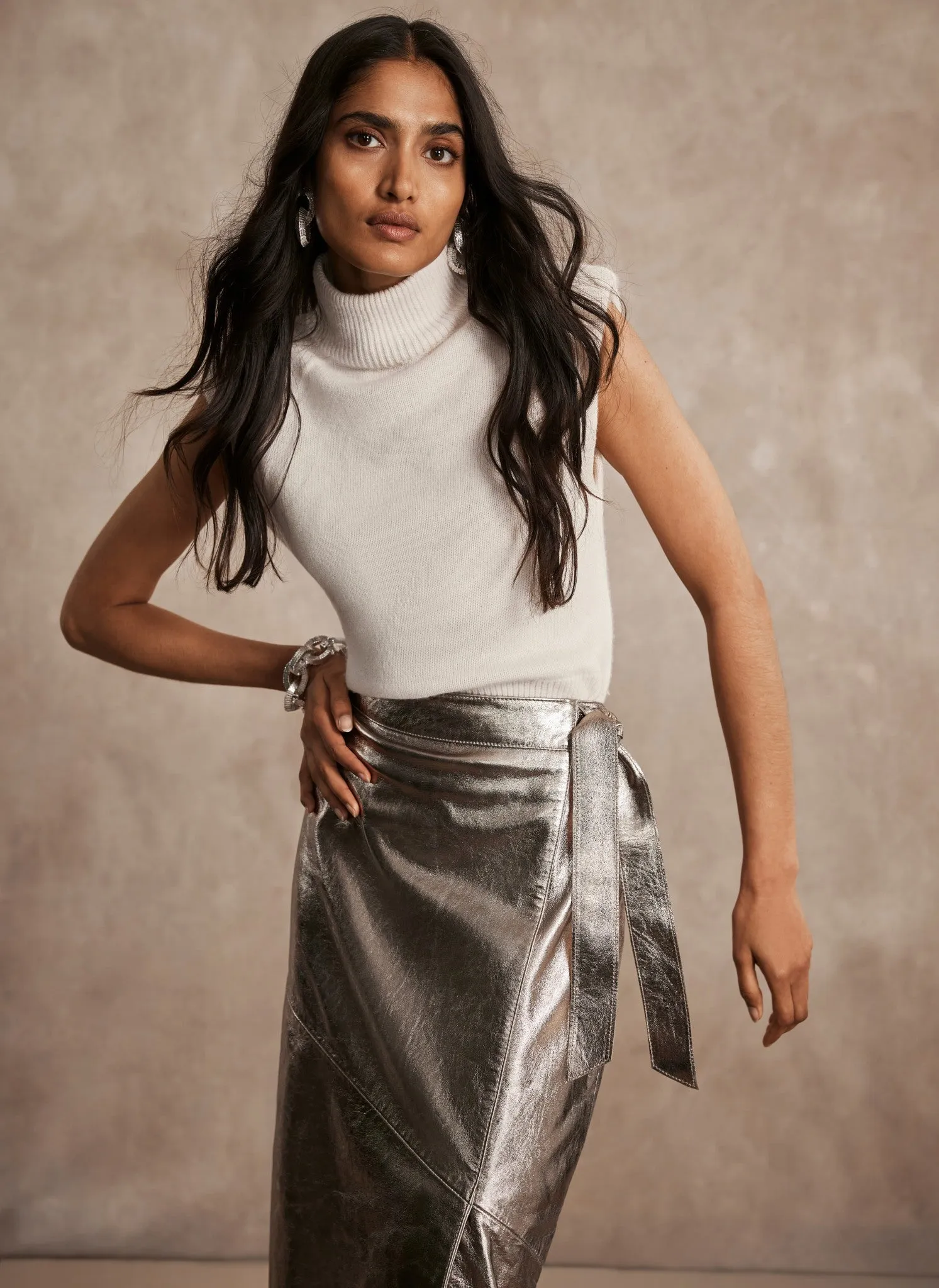 Cream Wool Blend Sleeveless Knit Top sold by Mint Velvet product image thumbnail 2