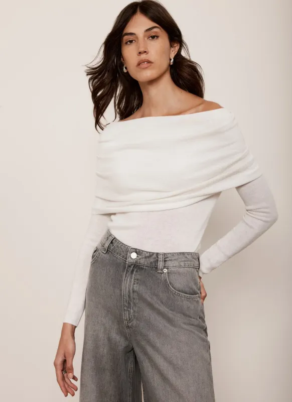 Cream Knit Bardot Jumper sold by Mint Velvet