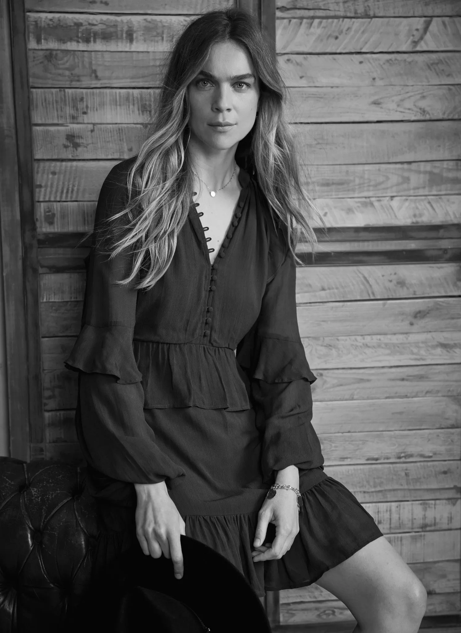 Khaki Ruffle Boho Mini Dress sold by Mint Velvet product image thumbnail 4