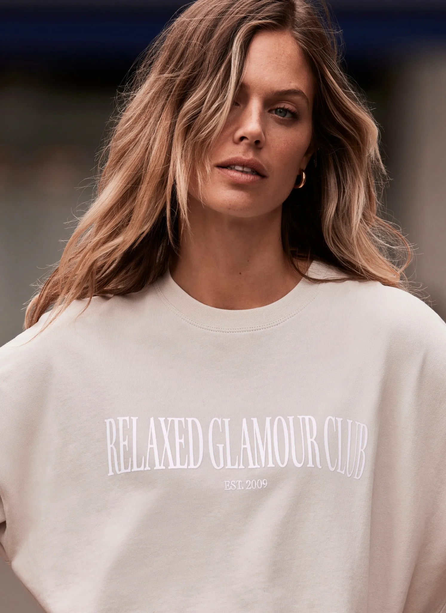 Neutral Relaxed Glamour Cotton Sweatshirt sold by Mint Velvet product image thumbnail 3