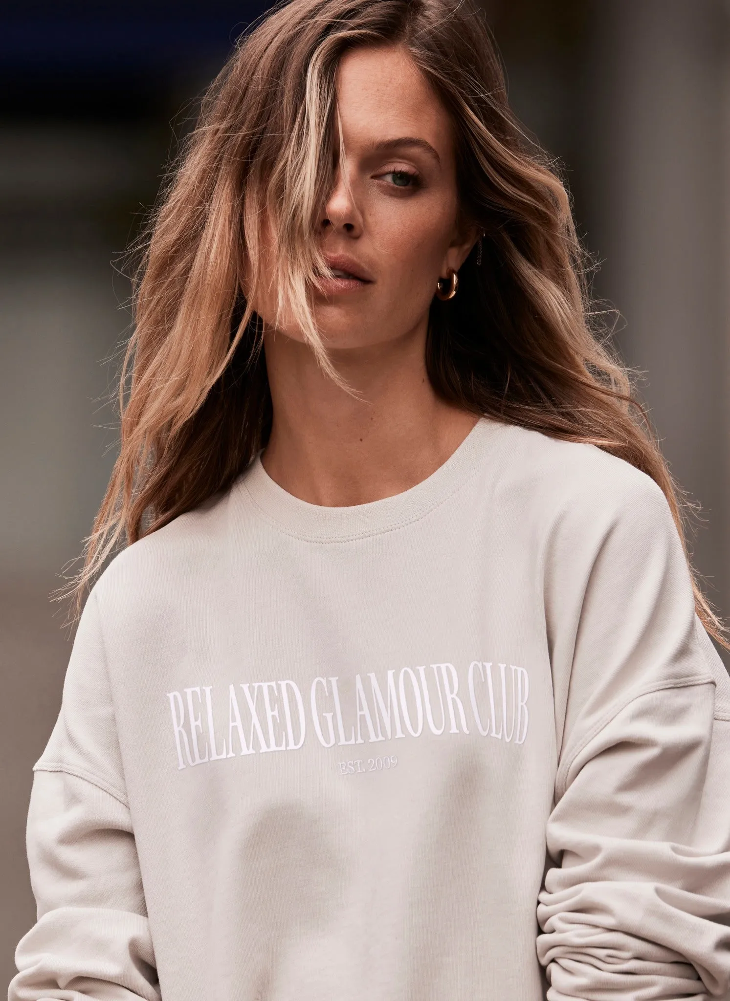 Neutral Relaxed Glamour Cotton Sweatshirt sold by Mint Velvet product image thumbnail 4