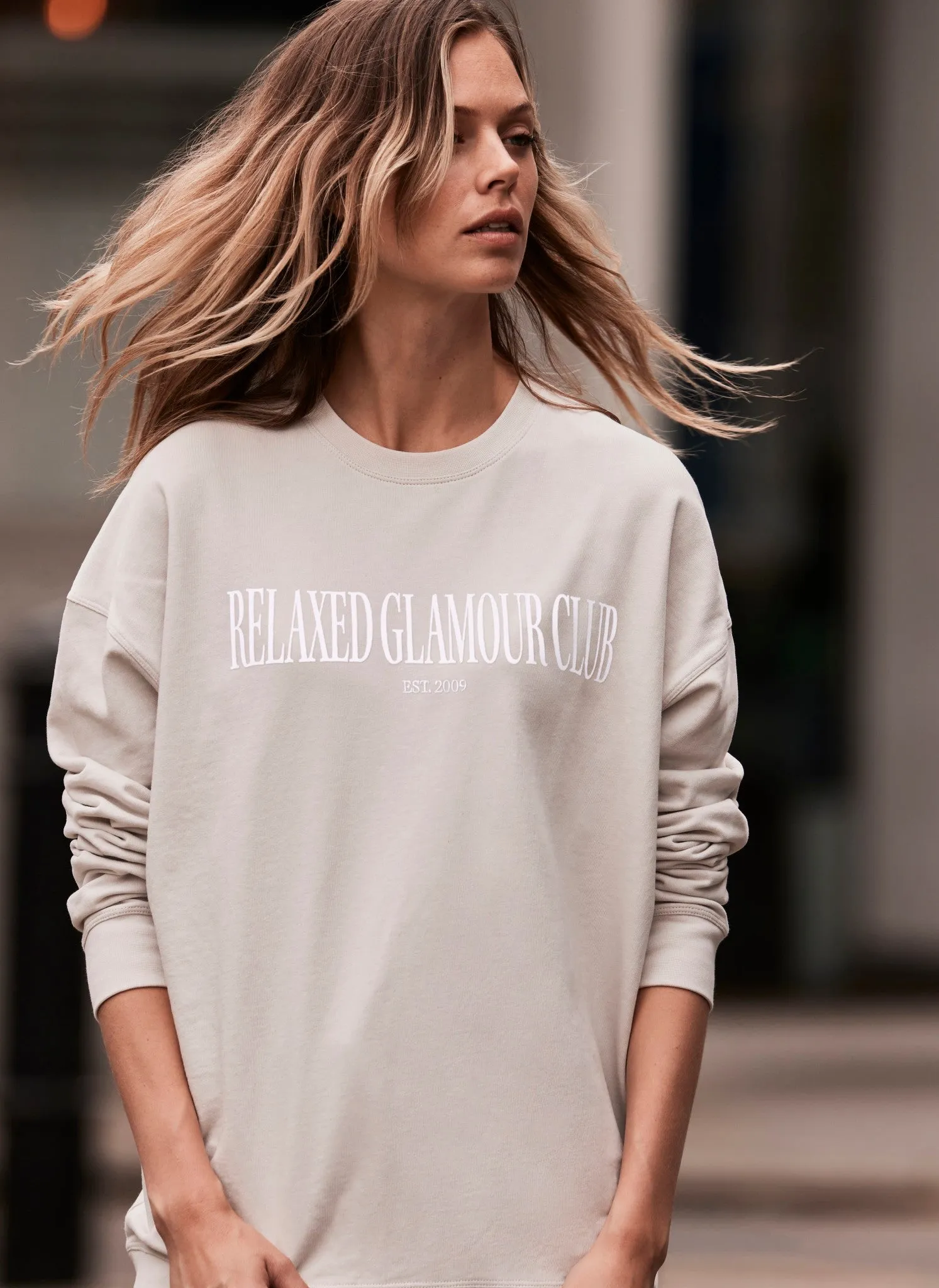 Neutral Relaxed Glamour Cotton Sweatshirt sold by Mint Velvet product image thumbnail 5