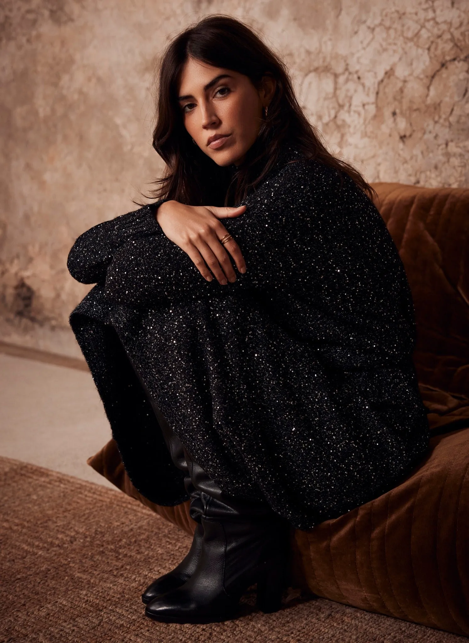 Black Sparkle Knit Midi Dress sold by Mint Velvet product image thumbnail 3