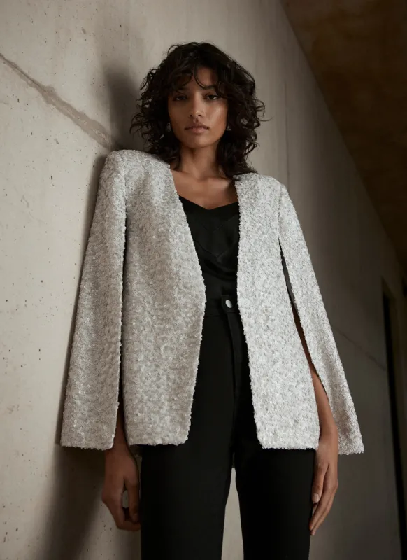 Neutral Sequin Cape sold by Mint Velvet