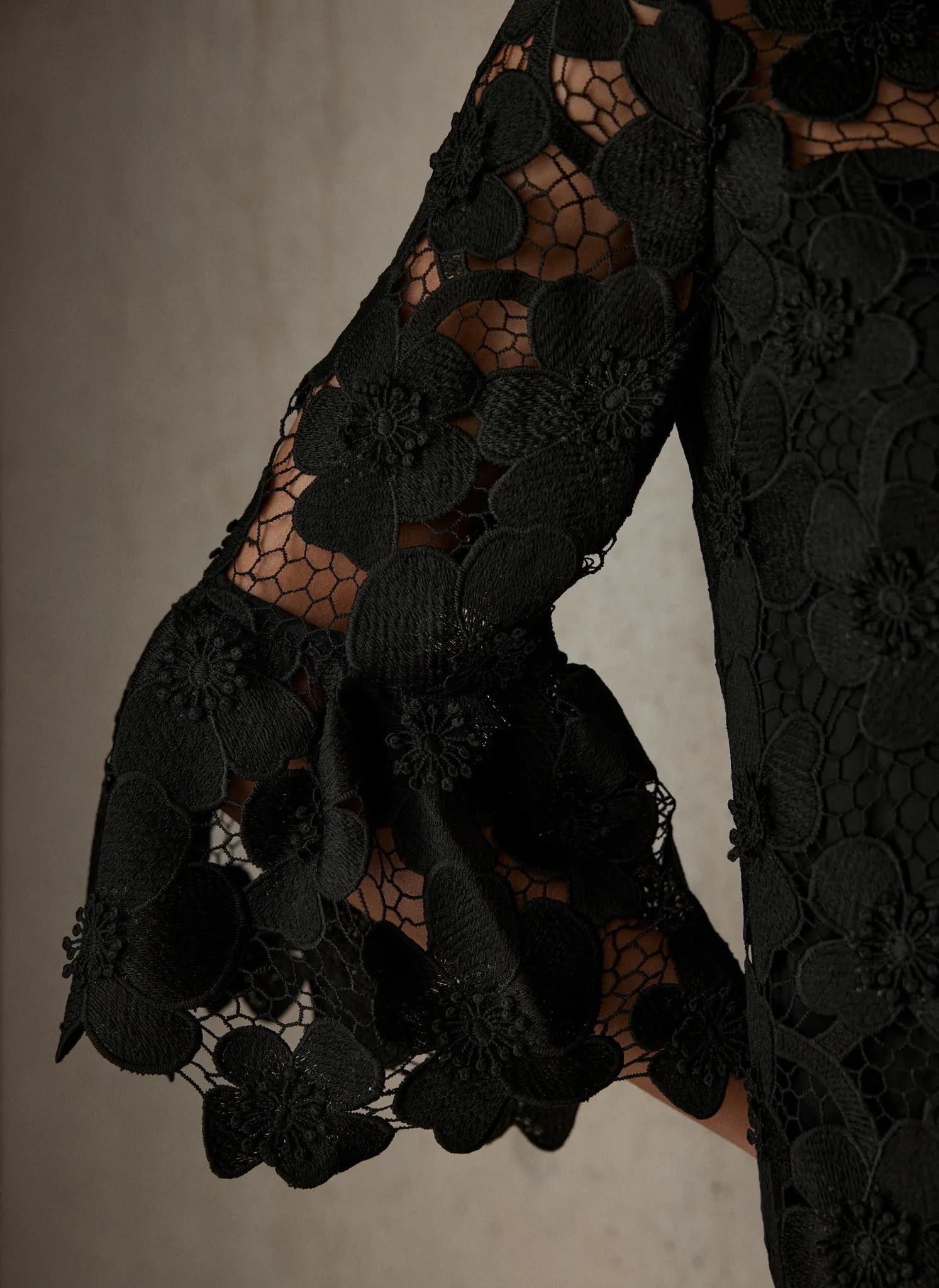 Black Floral Lace Mini Dress sold by Mint Velvet product image thumbnail 4