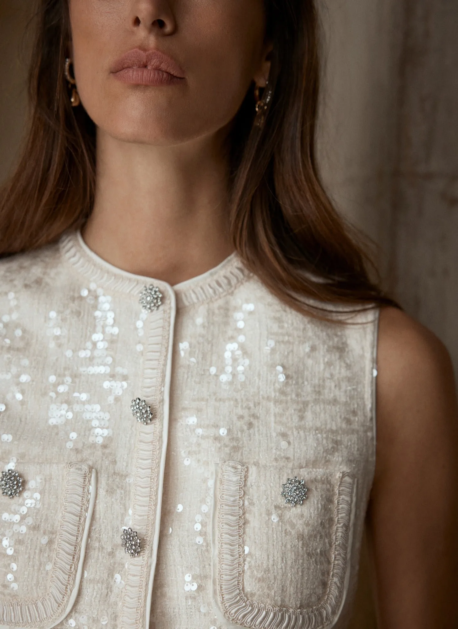 Cream Sequin Boucle Top sold by Mint Velvet product image thumbnail 4