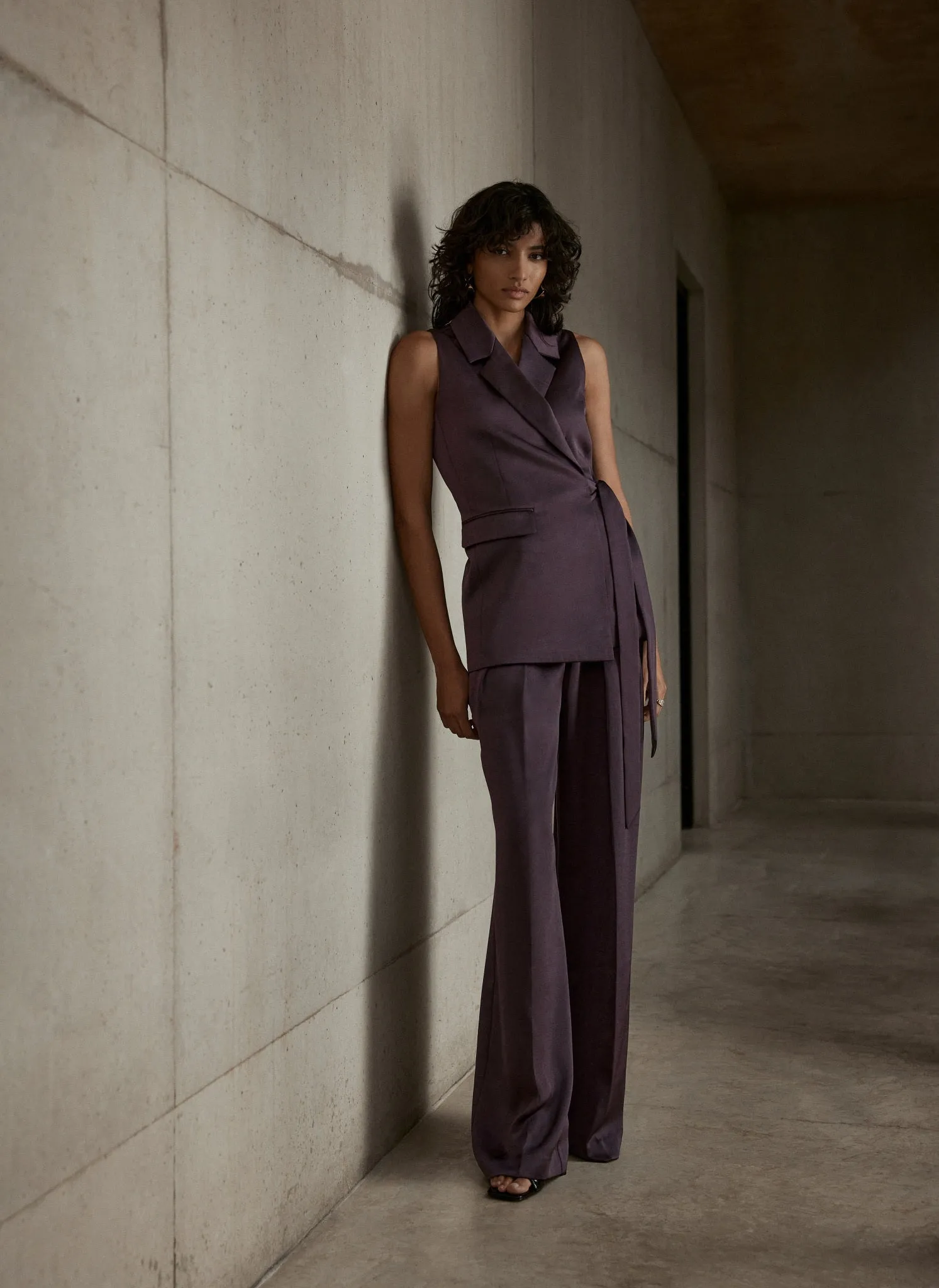 Burgundy Satin Wide Trousers sold by Mint Velvet product image thumbnail 4