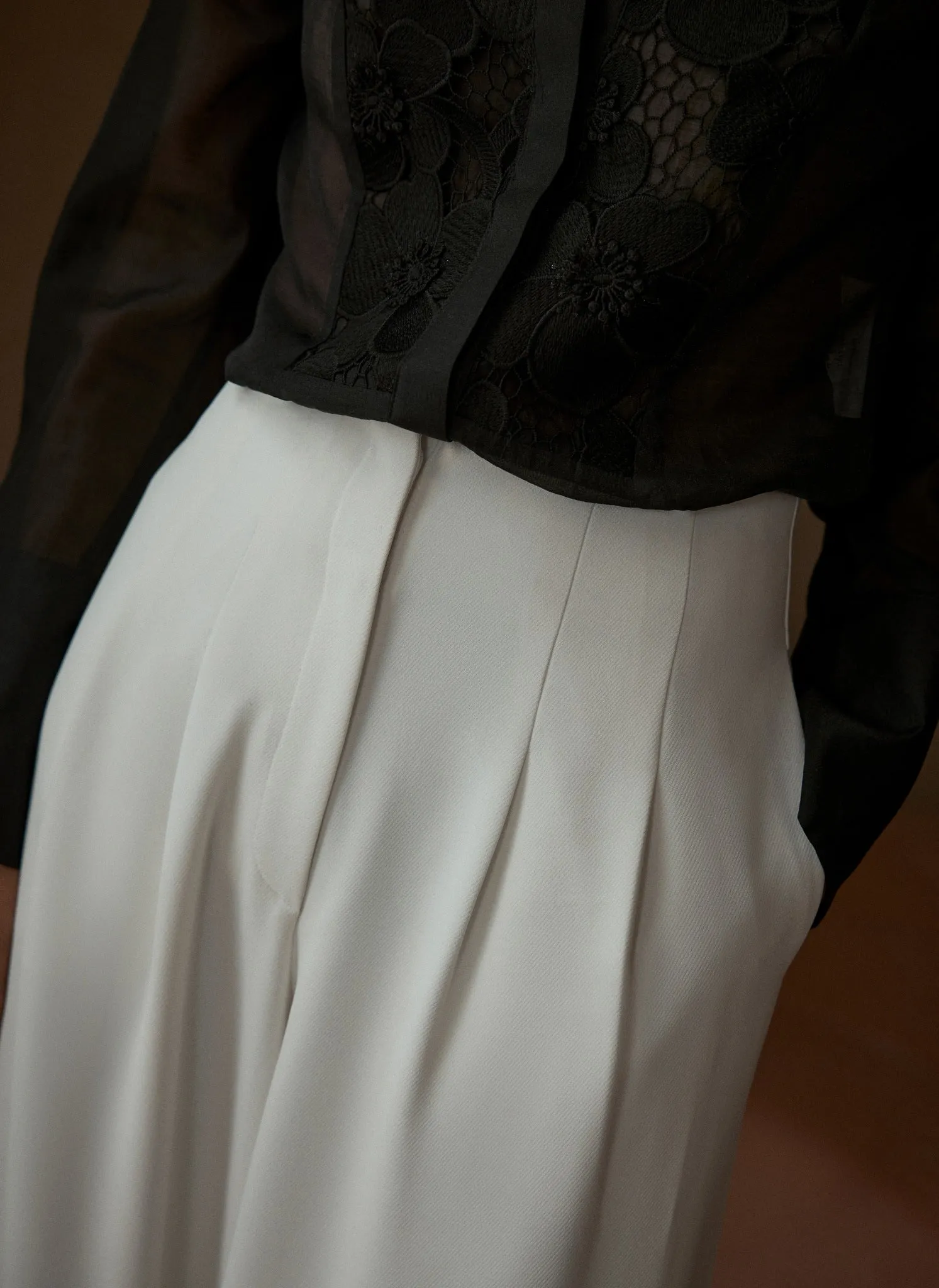 White Wide Leg Darted Trousers sold by Mint Velvet product image thumbnail 4