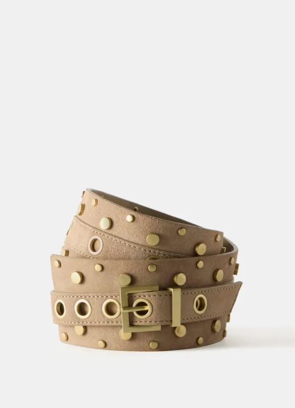 Neutral Leather Studded Waist Belt sold by Mint Velvet