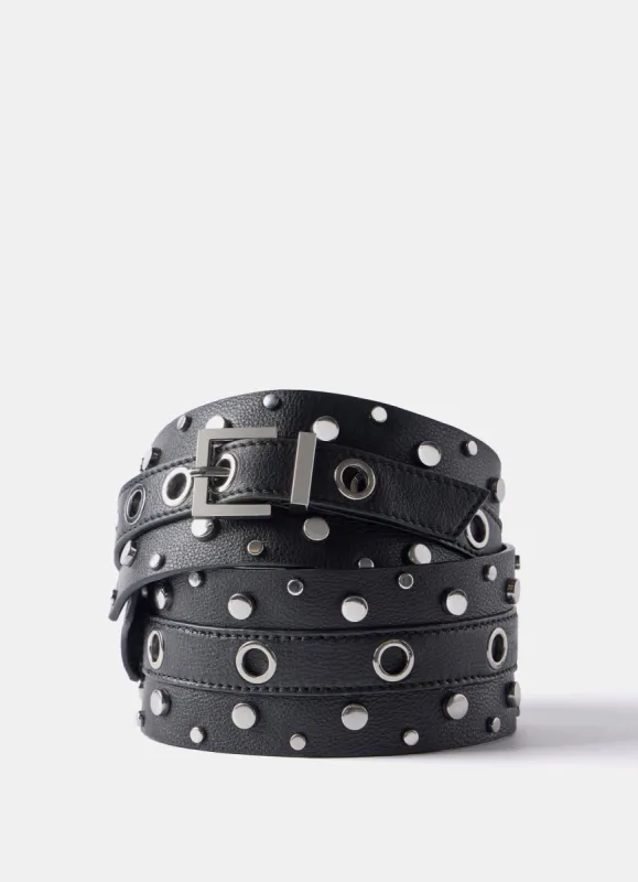 Black Leather Studded Waist Belt sold by Mint Velvet