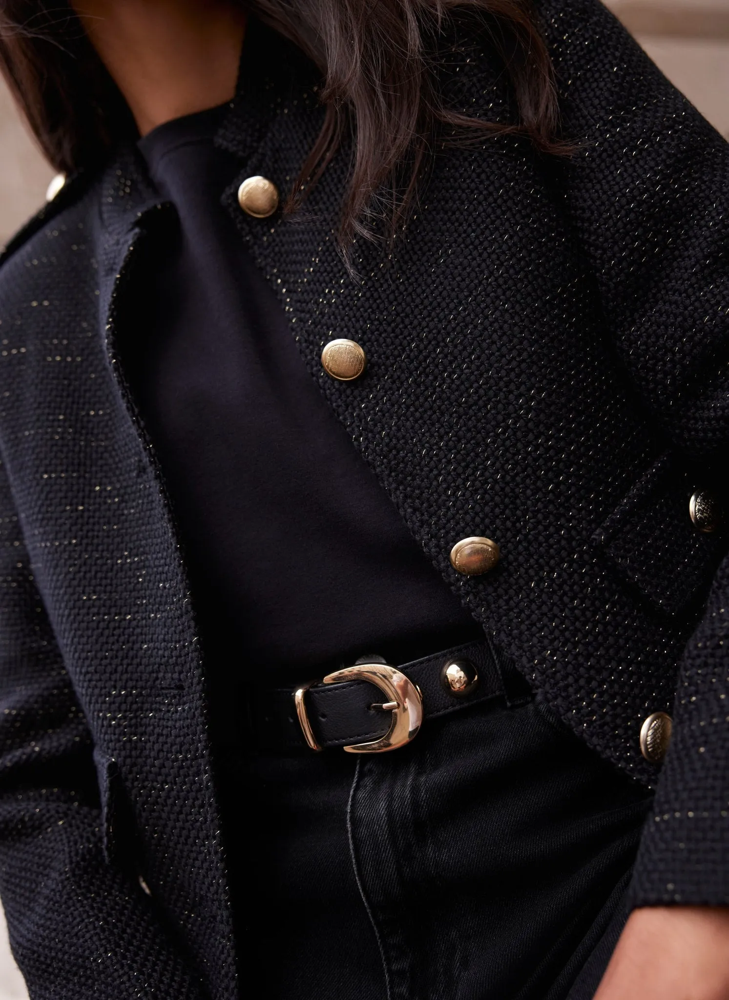 Black Metallic Boucle Jacket sold by Mint Velvet product image thumbnail 5