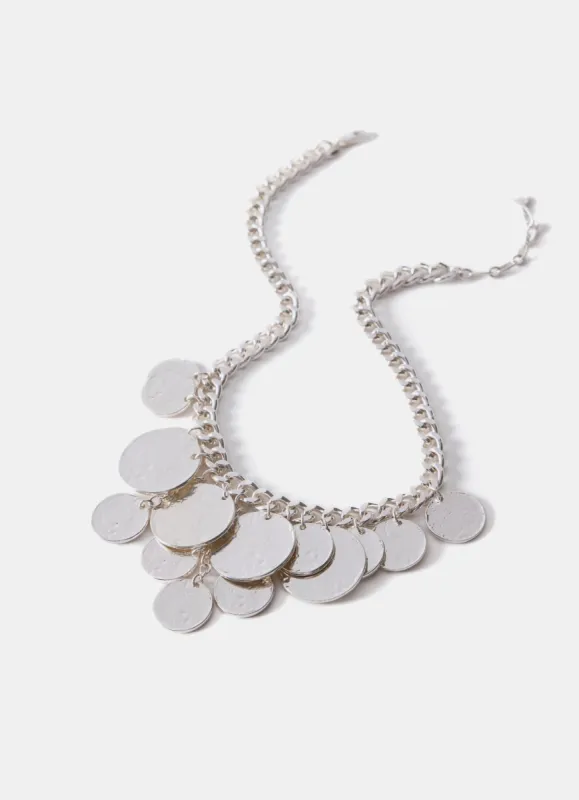 Silver Tone Statement Disc Necklace sold by Mint Velvet