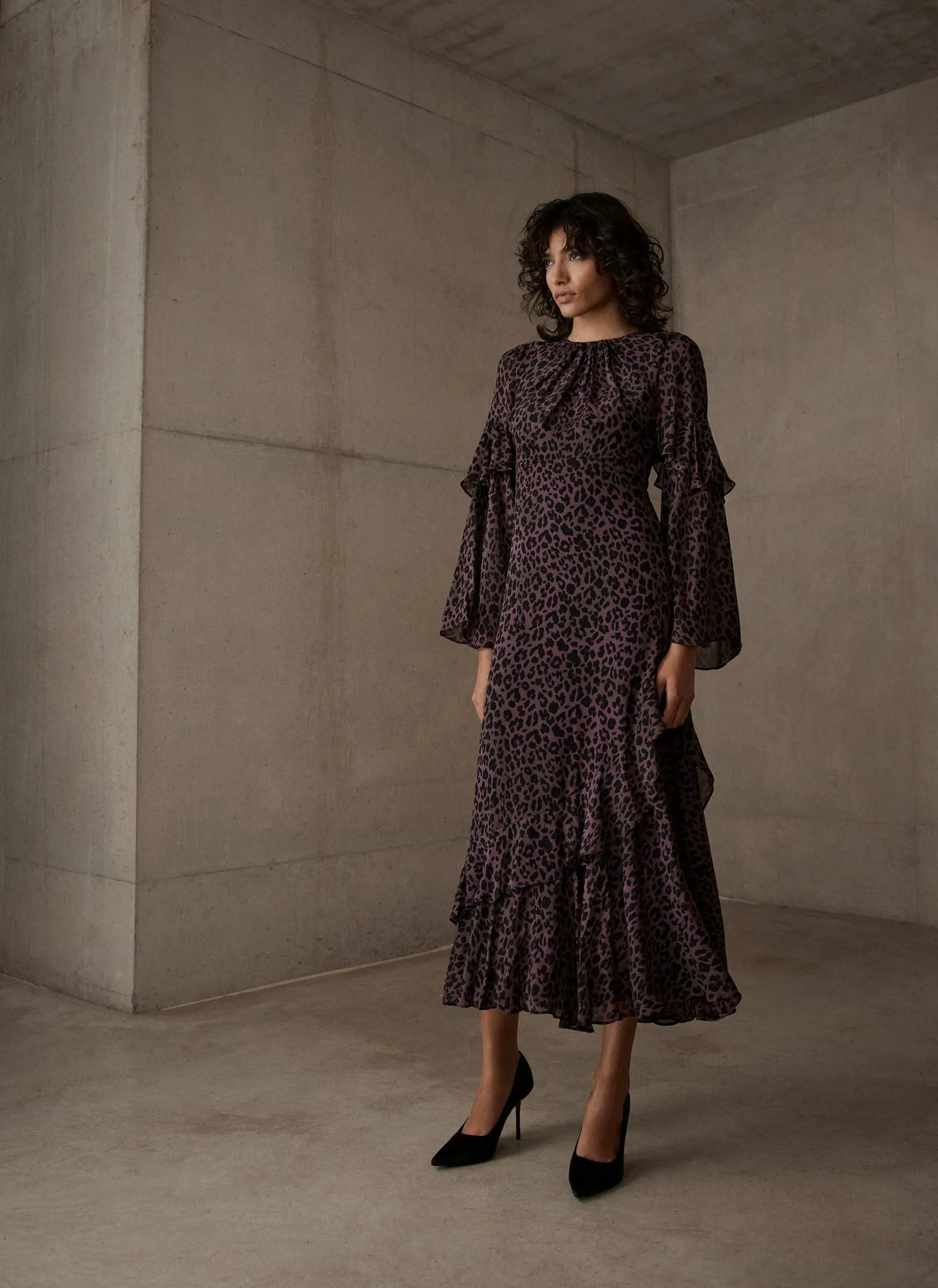 Burgundy Animal Print Maxi Dress sold by Mint Velvet