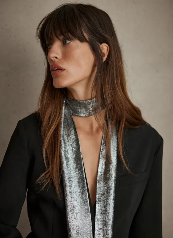 Silver Metallic Skinny Scarf sold by Mint Velvet