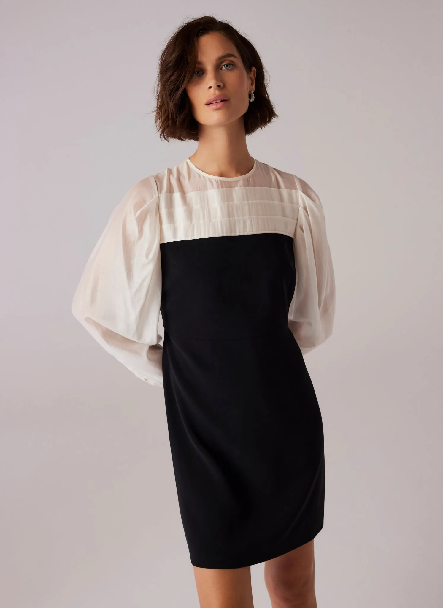 Black Long Sleeve Contrast Mini Dress sold by Mint Velvet product image thumbnail 3