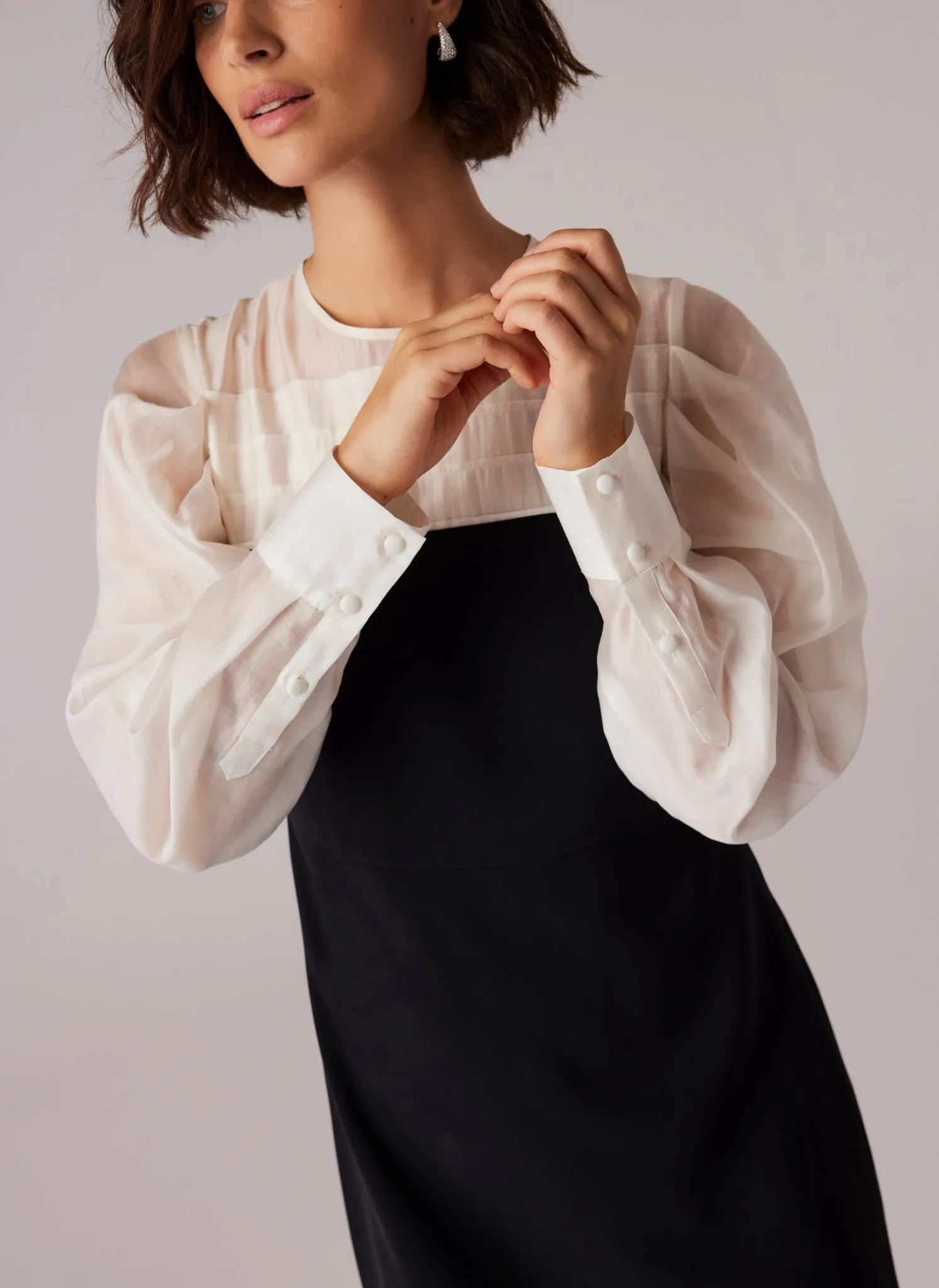 Black Long Sleeve Contrast Mini Dress sold by Mint Velvet product image thumbnail 4