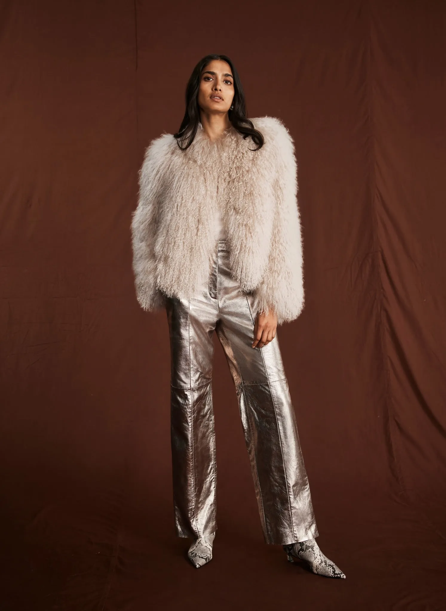 Gold Leather Straight Trousers sold by Mint Velvet