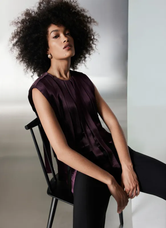 Burgundy Tape Detail Top sold by Mint Velvet