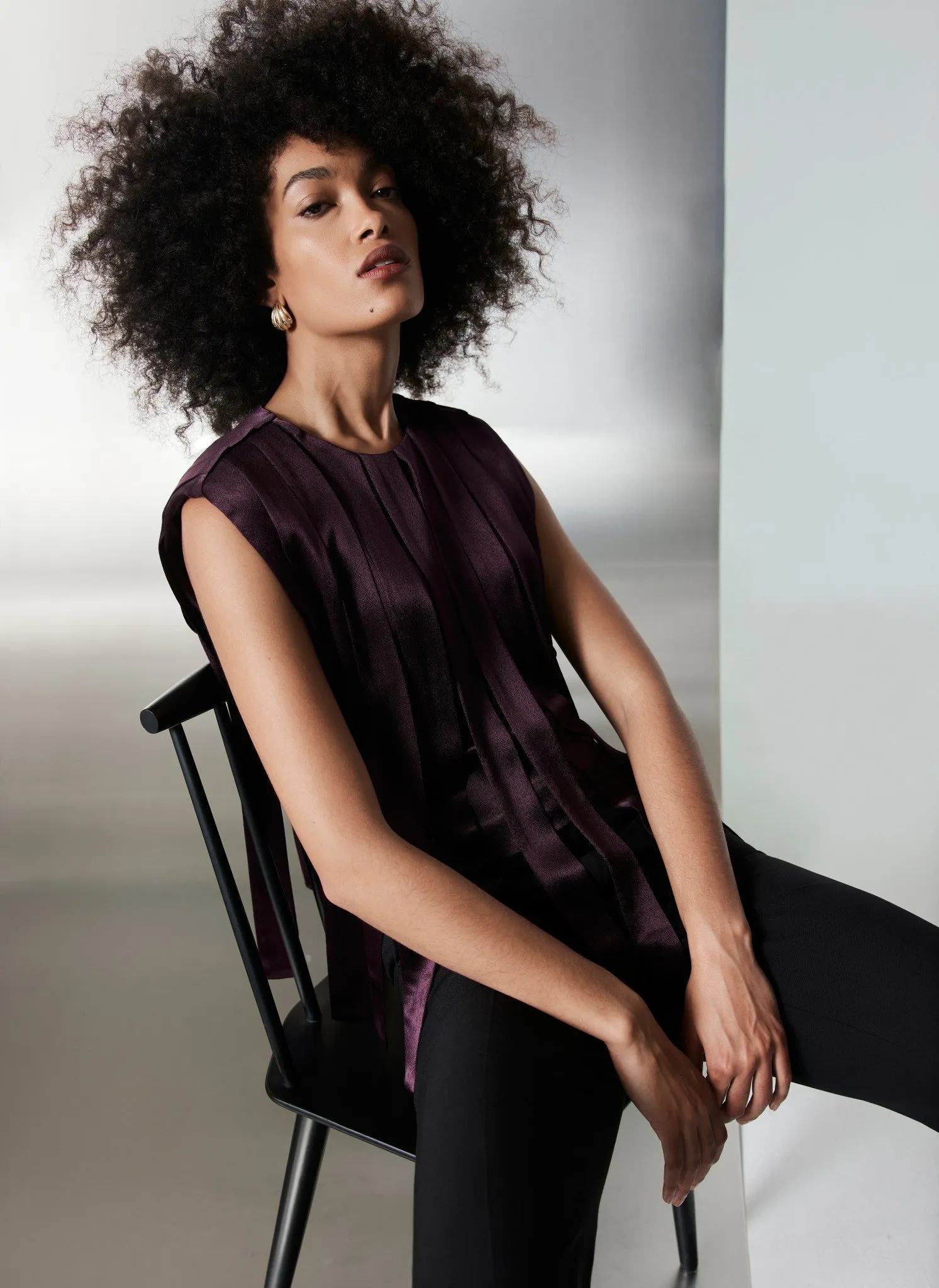 Burgundy Tape Detail Top sold by Mint Velvet