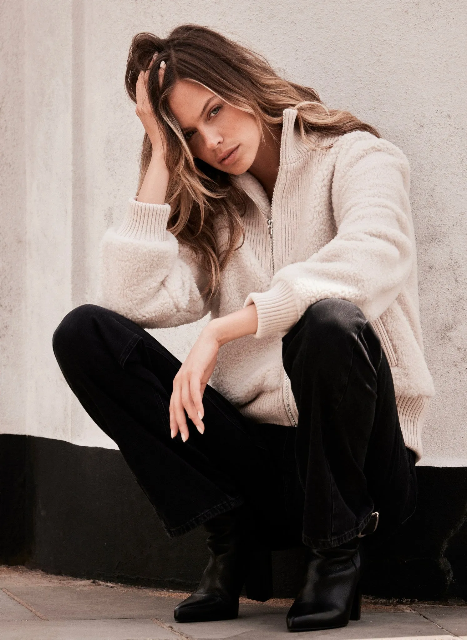 Cream Borg Bomber Jacket sold by Mint Velvet product image thumbnail 3