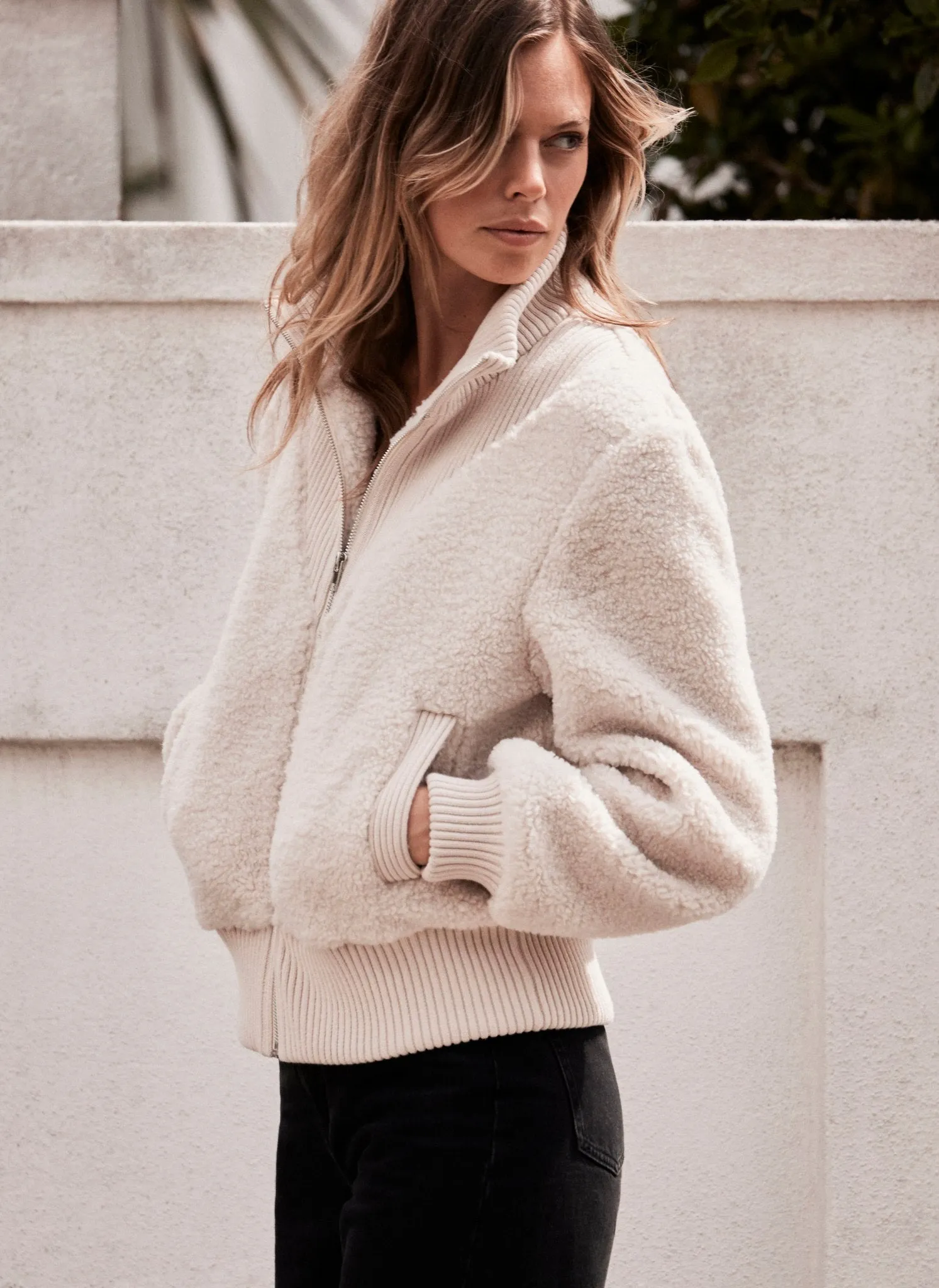 Cream Borg Bomber Jacket sold by Mint Velvet