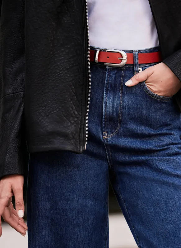 Red Statement Leather Belt sold by Mint Velvet