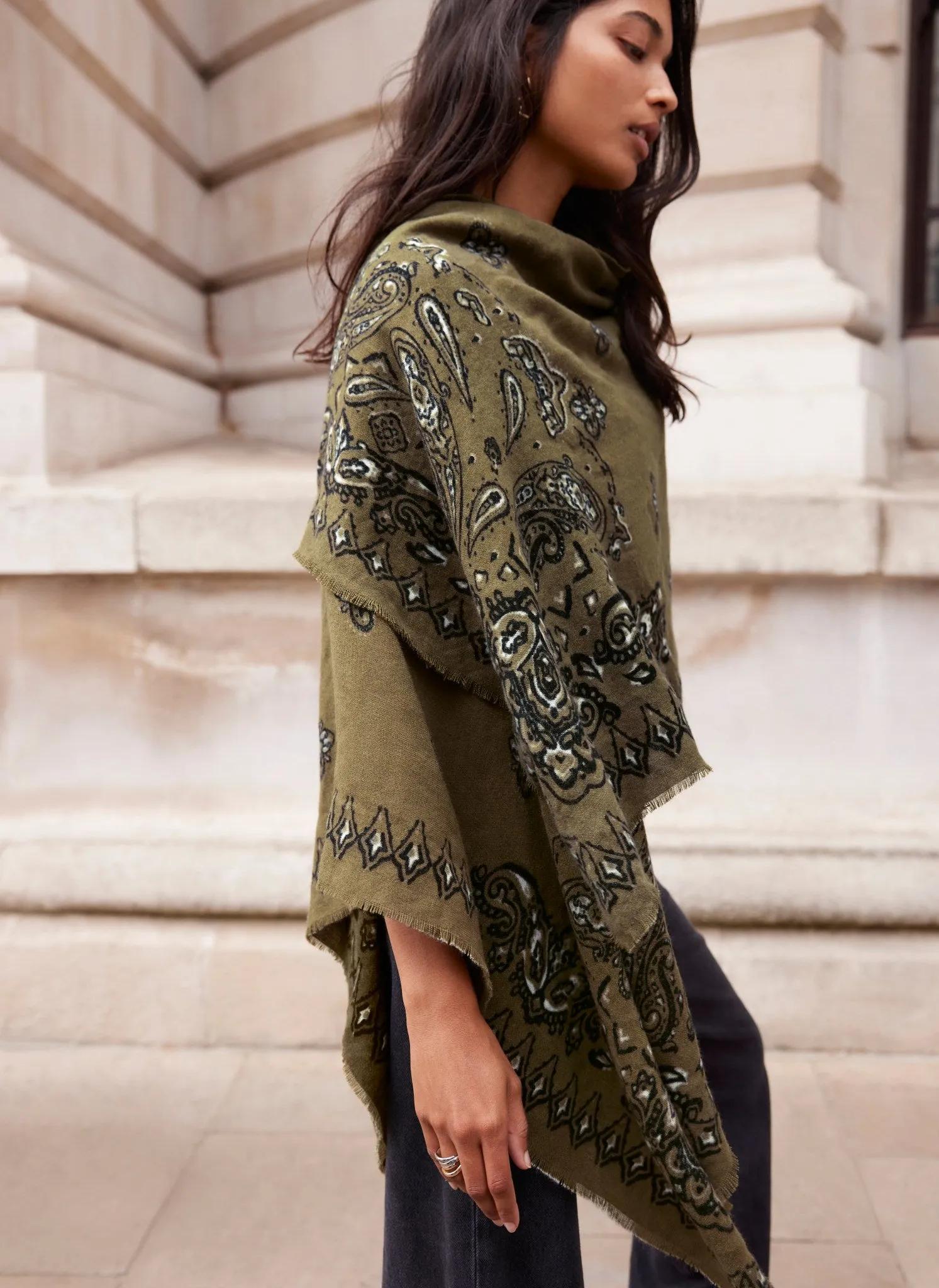 Khaki Paisley Print Cape sold by Mint Velvet product image thumbnail 2