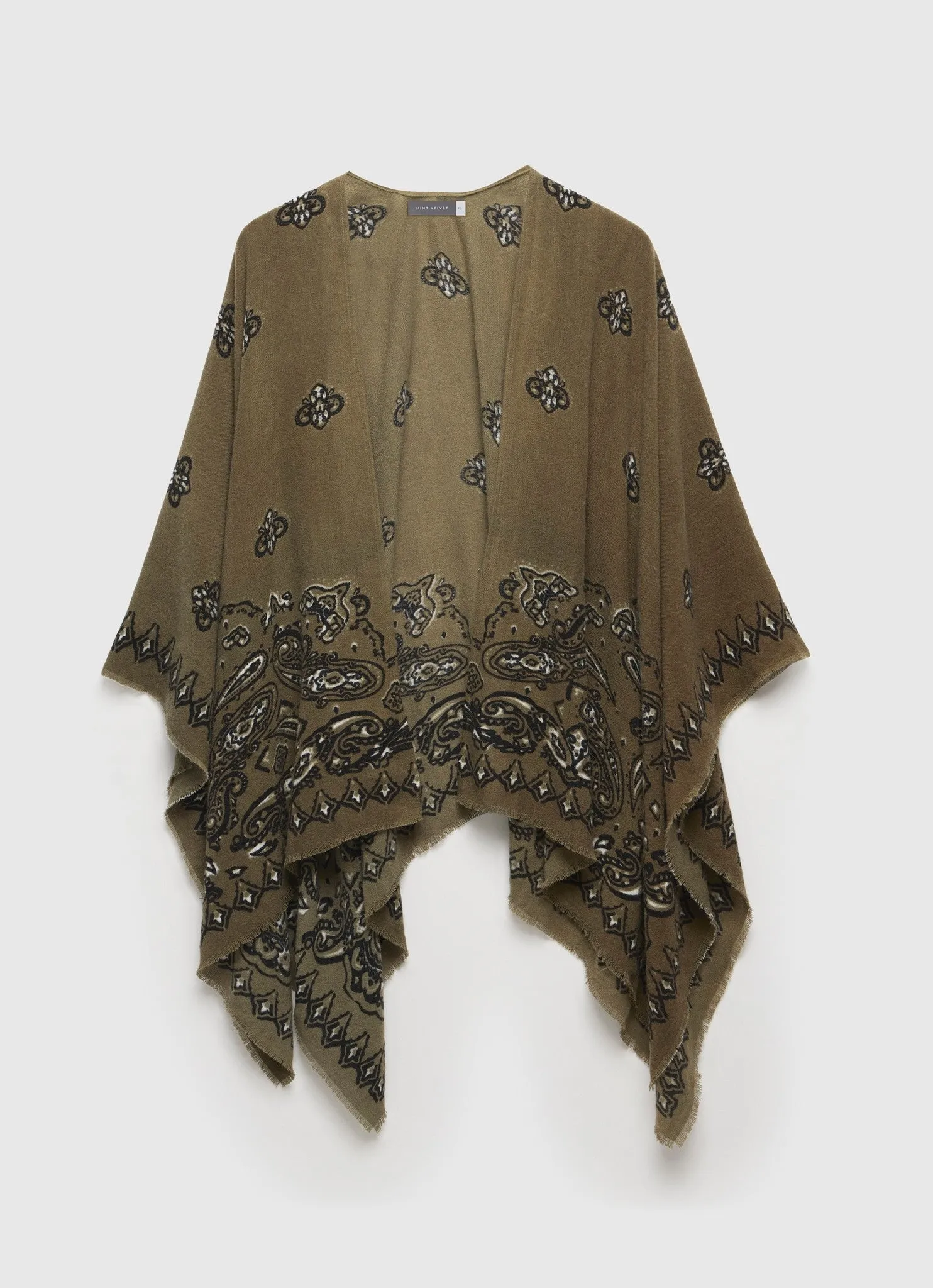 Khaki Paisley Print Cape sold by Mint Velvet product image thumbnail 4