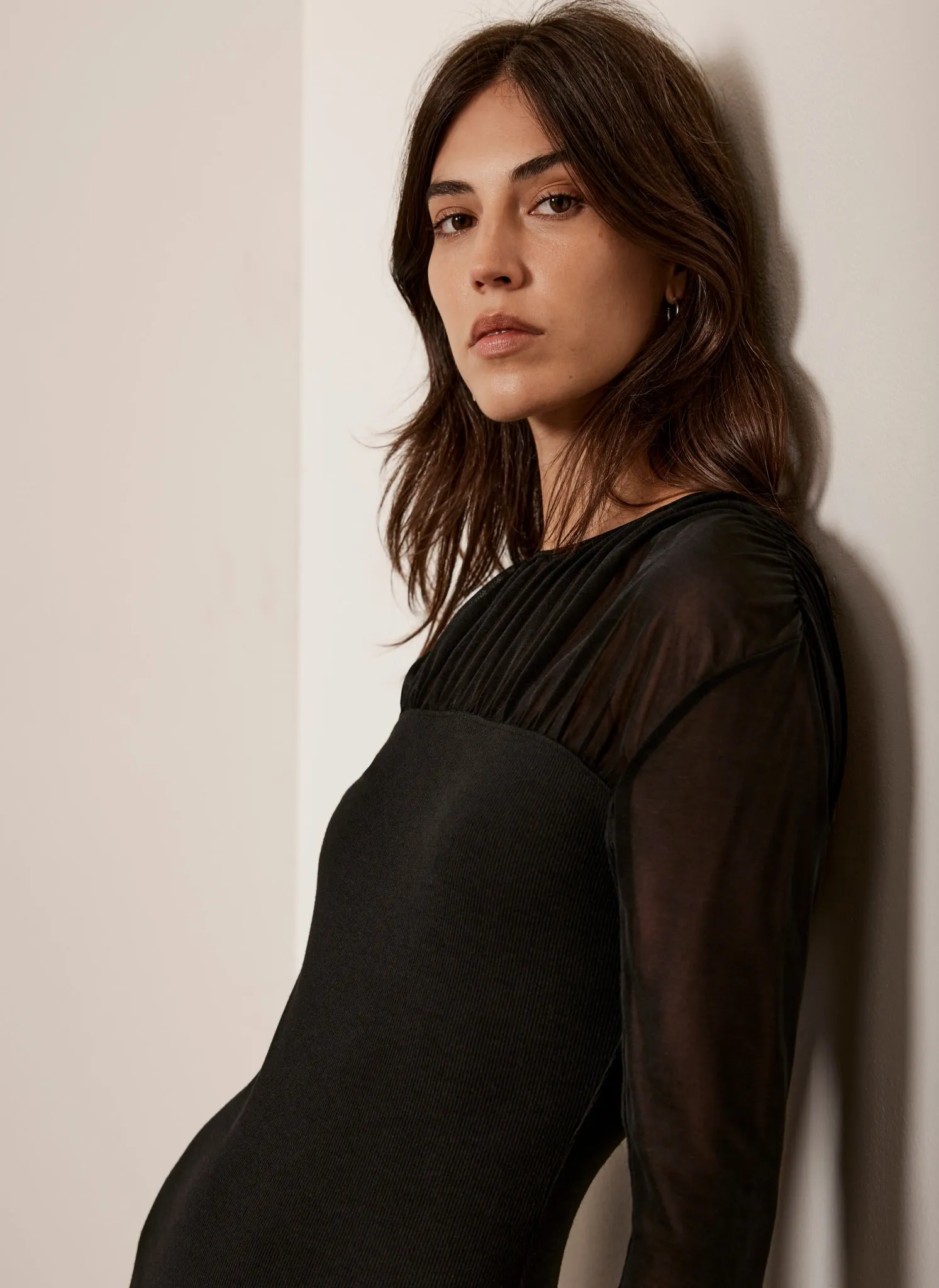 Black Mesh Jersey Maxi Dress sold by Mint Velvet product image thumbnail 4