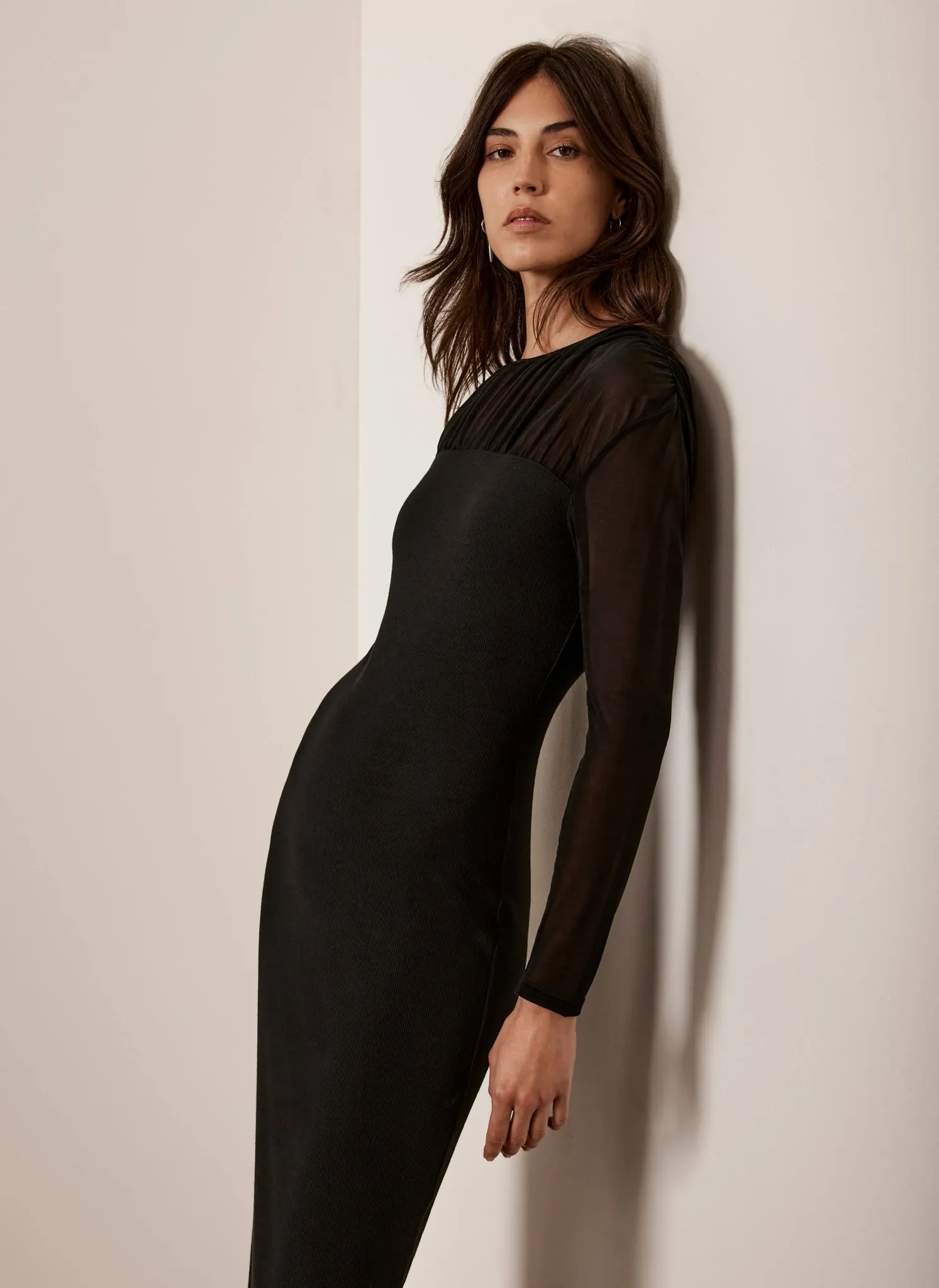 Black Mesh Jersey Maxi Dress sold by Mint Velvet product image thumbnail 2