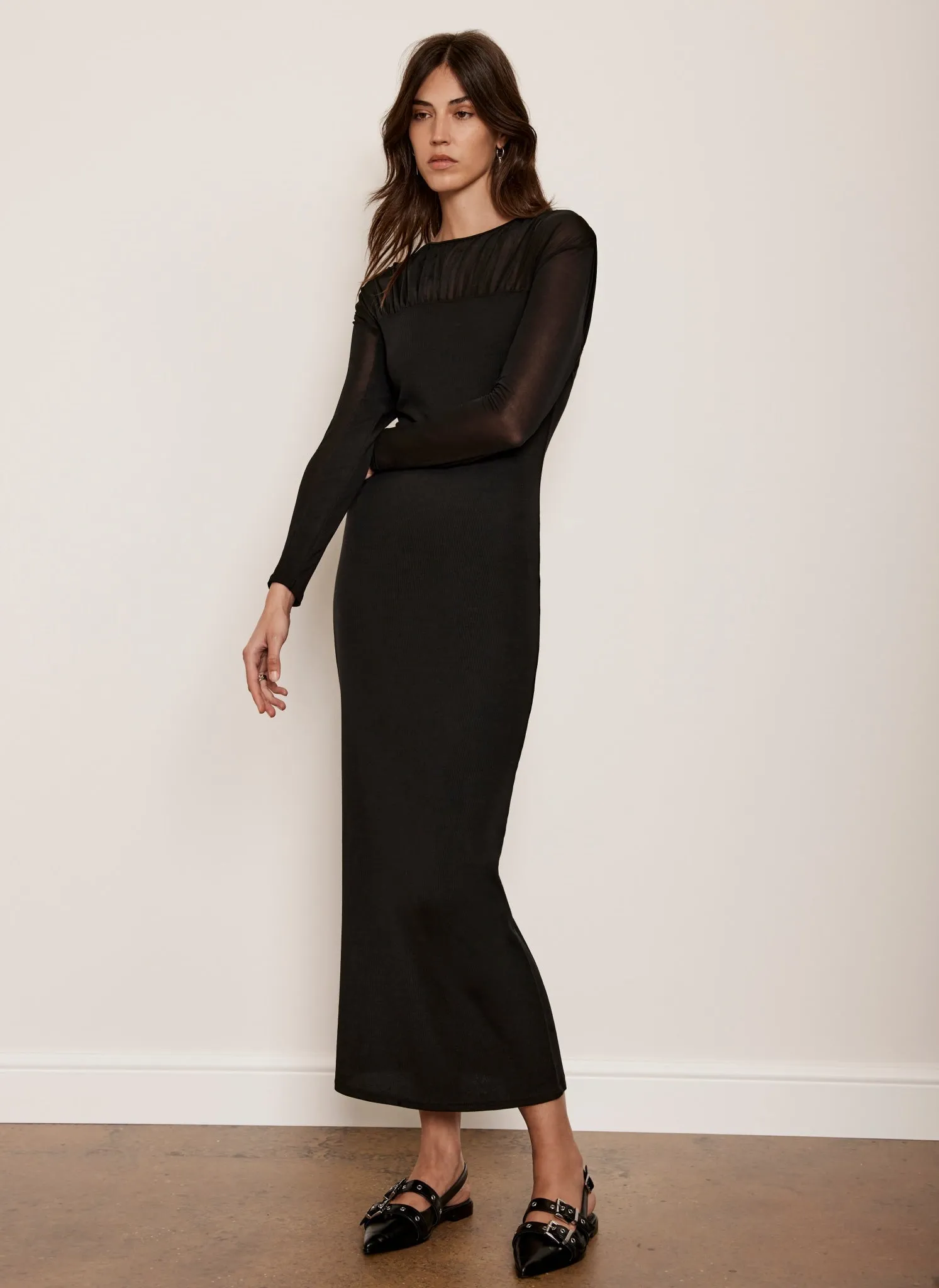 Black Mesh Jersey Maxi Dress sold by Mint Velvet product image thumbnail 5