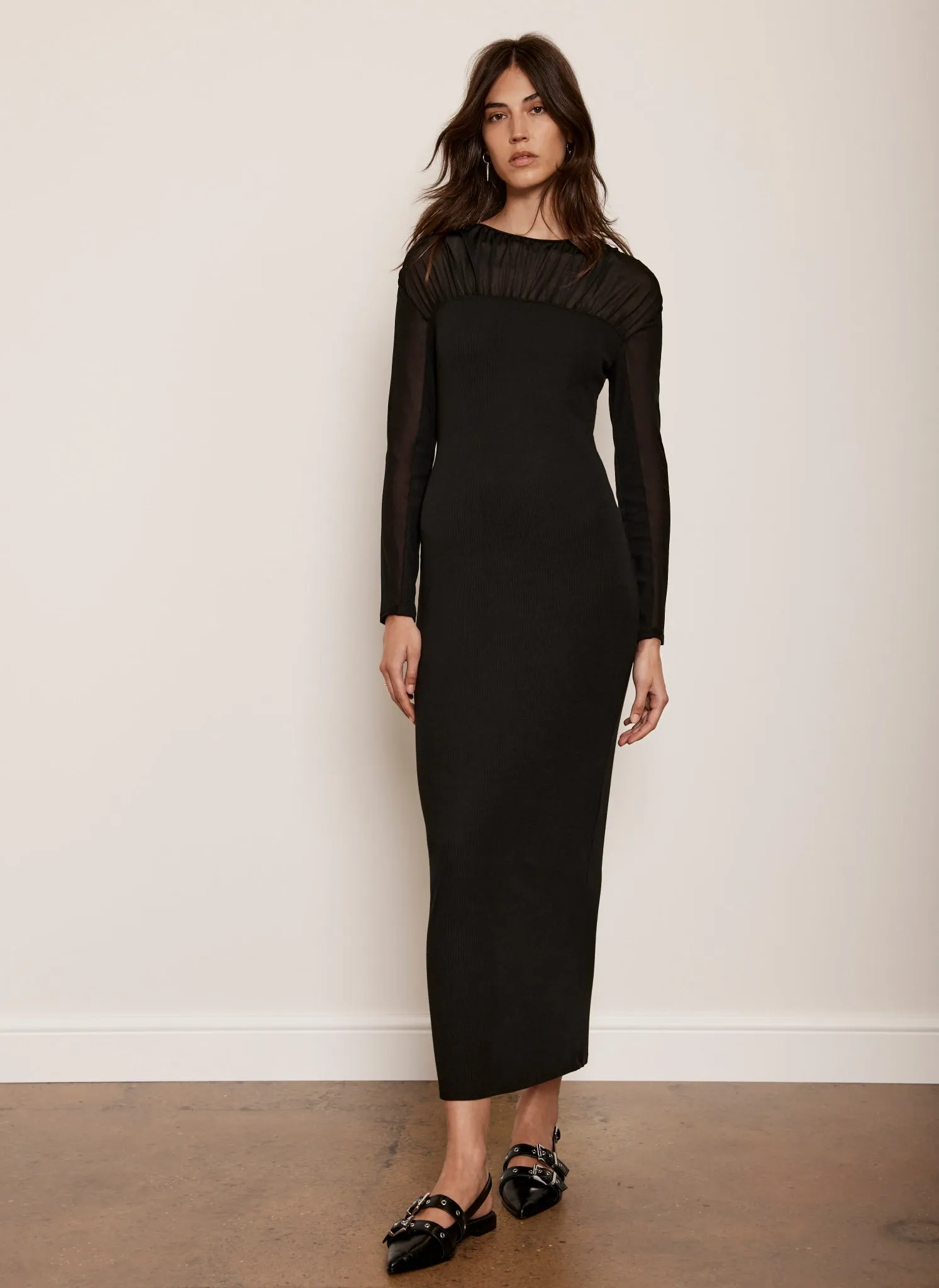 Black Mesh Jersey Maxi Dress sold by Mint Velvet product image thumbnail 3