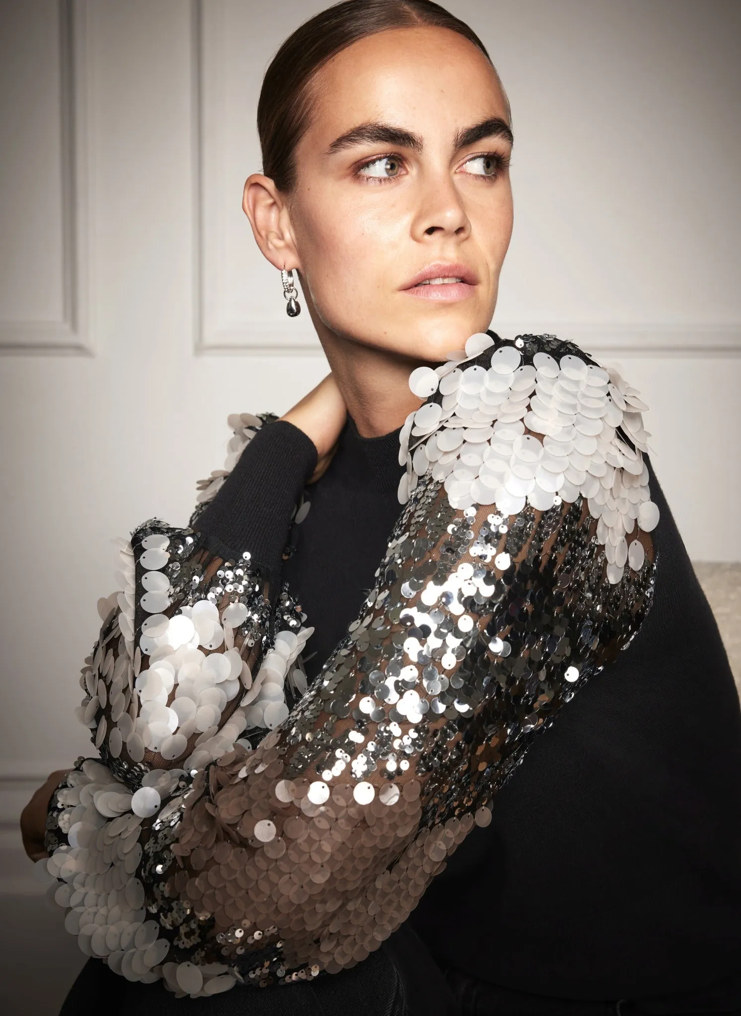 Black Sequin Sleeve Jumper sold by Mint Velvet product image thumbnail 4