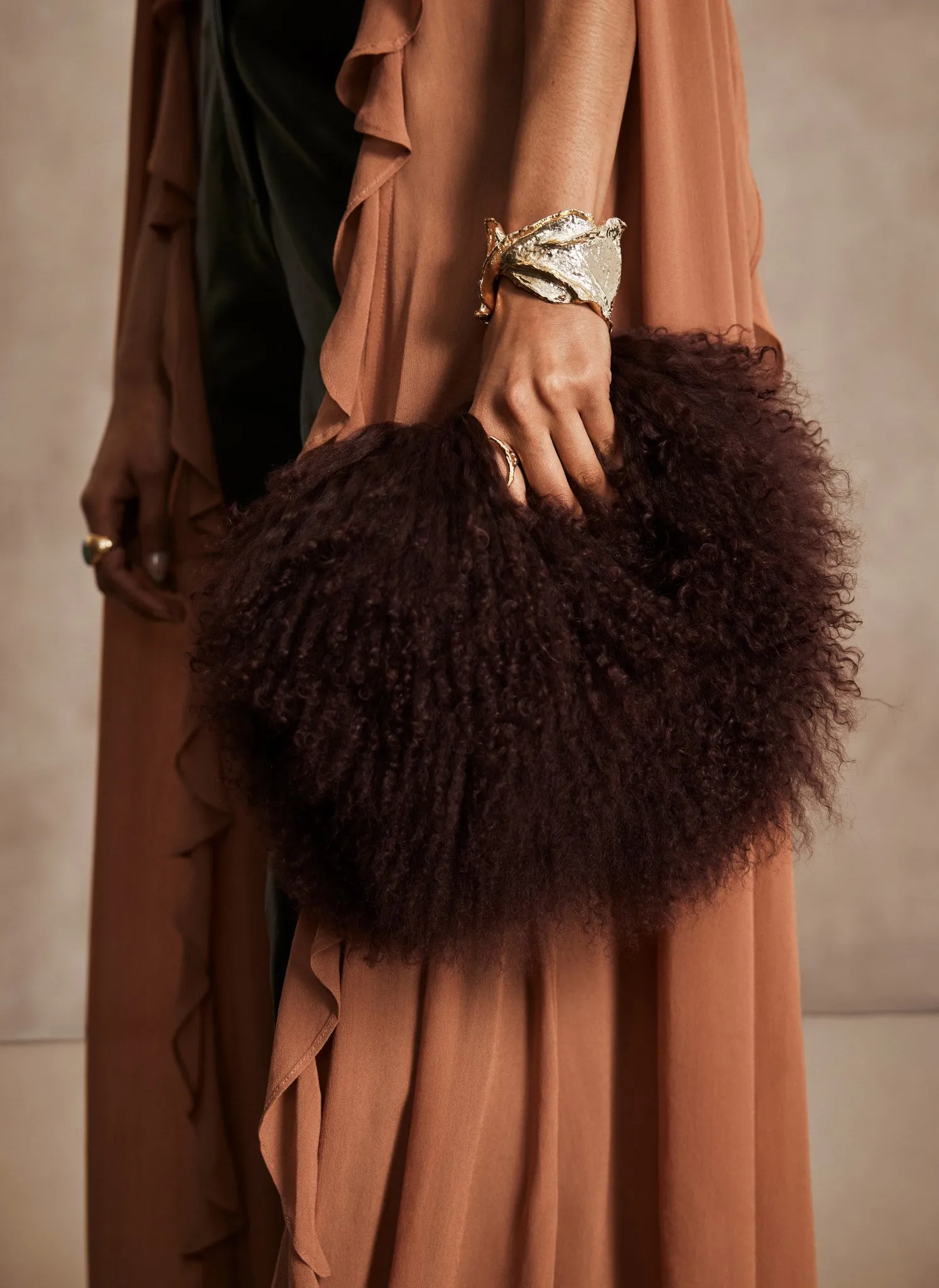 Fallon Pale Pink Mongolian Fur Bag sold by Mint Velvet