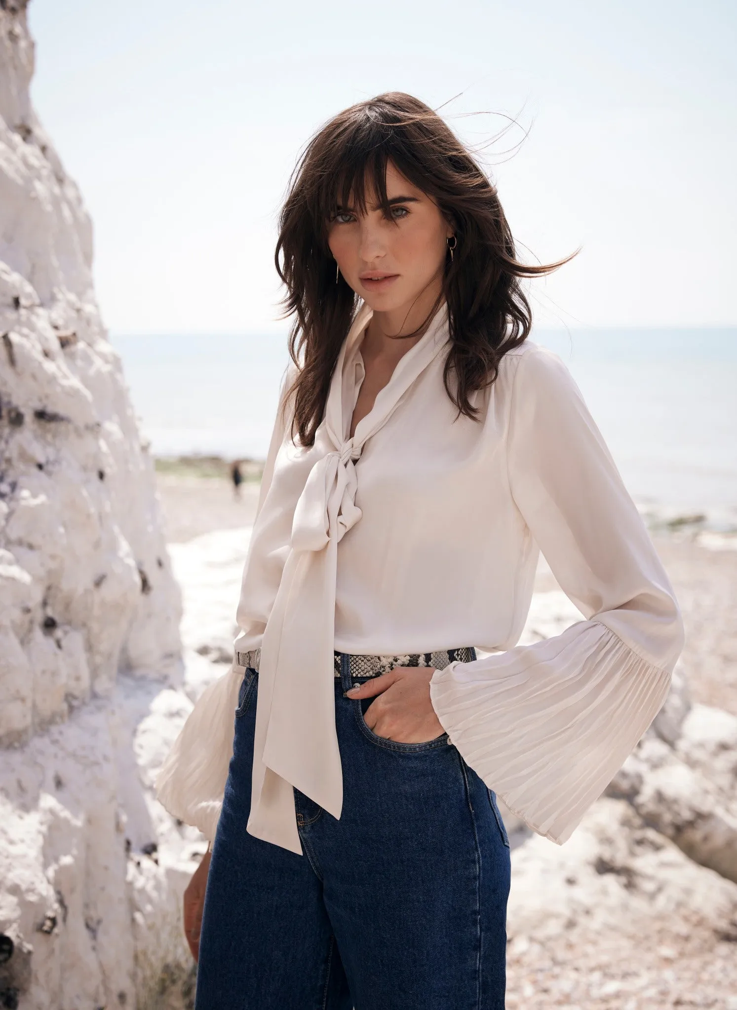 Cream Satin Bow Blouse sold by Mint Velvet product image thumbnail 5