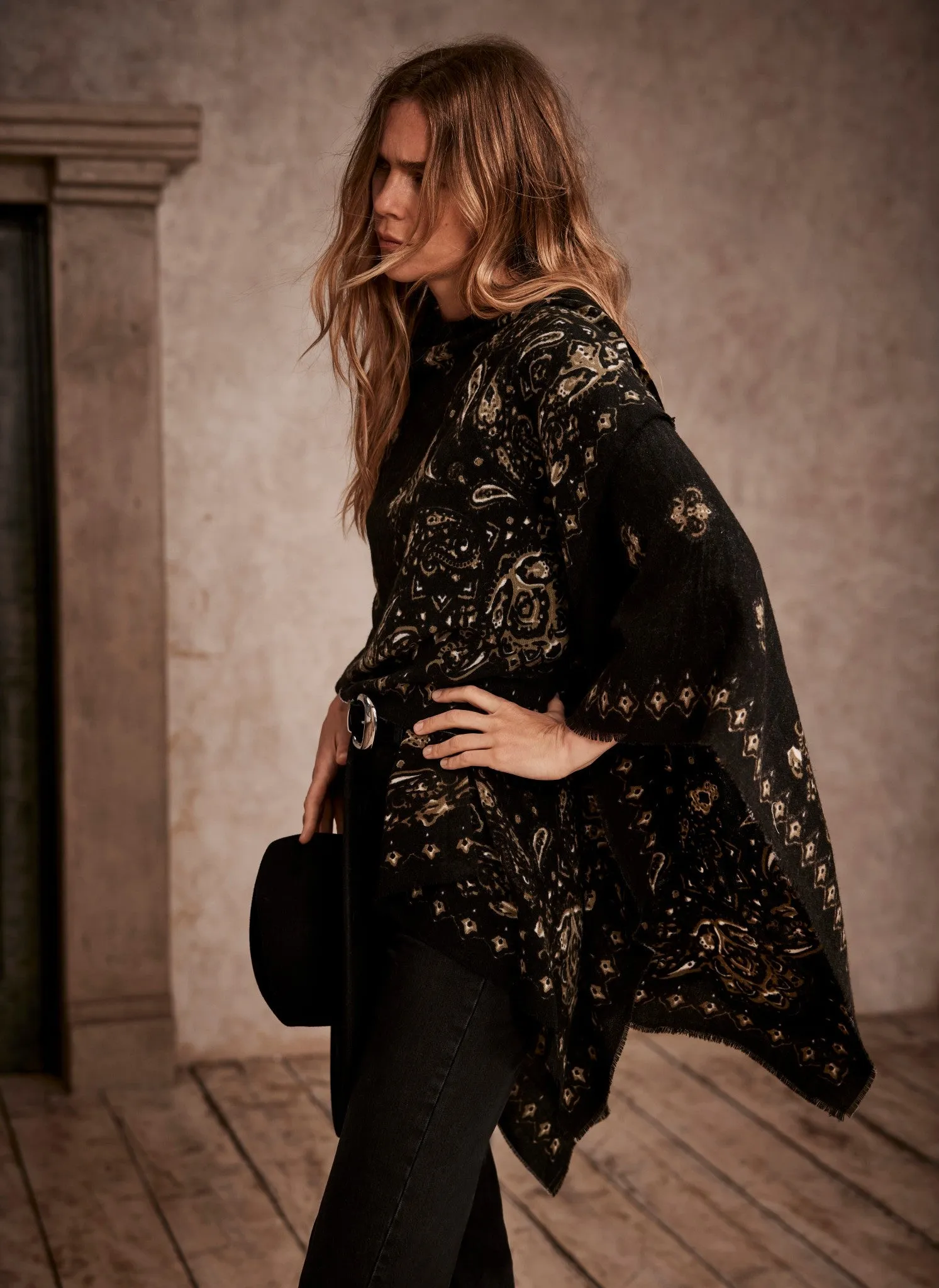 Black Paisley Print Cape sold by Mint Velvet product image thumbnail 5