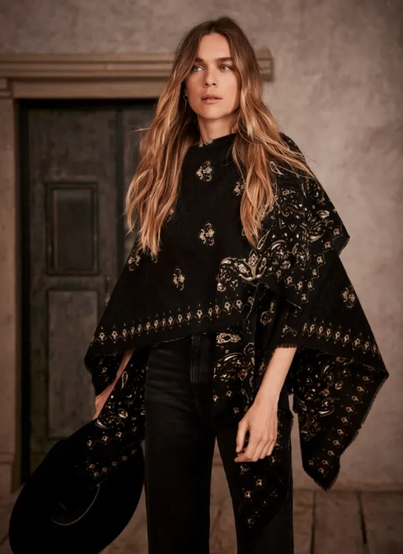 Black Paisley Print Cape sold by Mint Velvet
