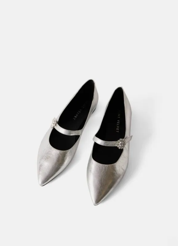 Silver Leather Ballet Pumps sold by Mint Velvet